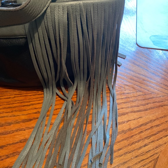 Camila Alves Muxo Genuine Leather Shoulder Bag w/ Leather Fringe Accents - Picture 3 of 14